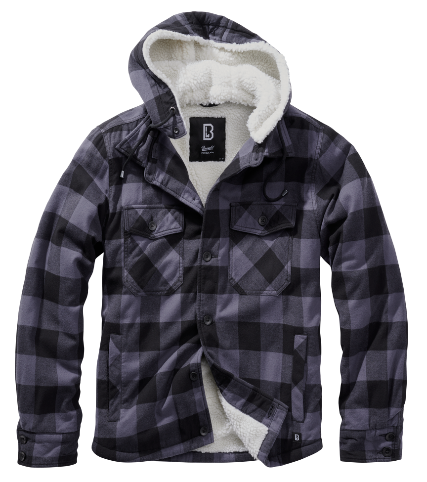 Brandit Lumberjacket hooded schwarz/grau, Größe L