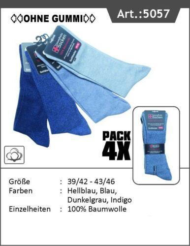 Gesundheitssocken ohne Gummizug, weiter Bund, Gr.43-46, Farbe Blau, 4 Paar