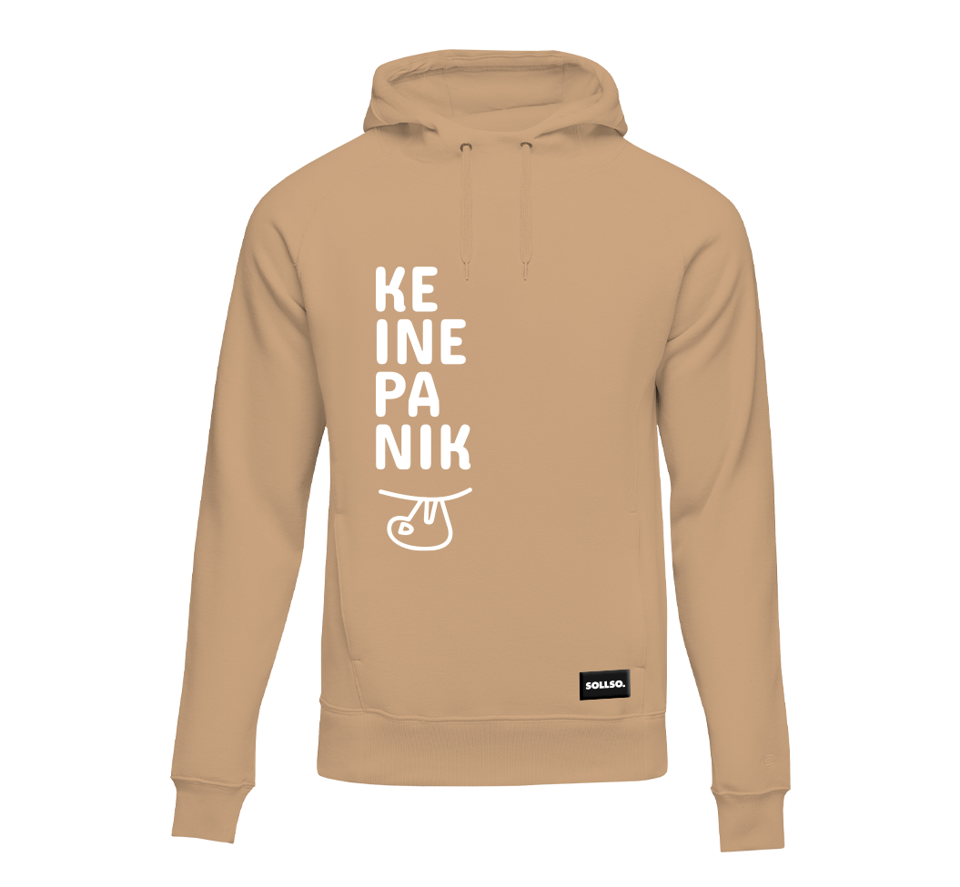 SOLLSO. Hoodie „No Panic Sloth“, Farbe Desert Beige, Größe 3XL