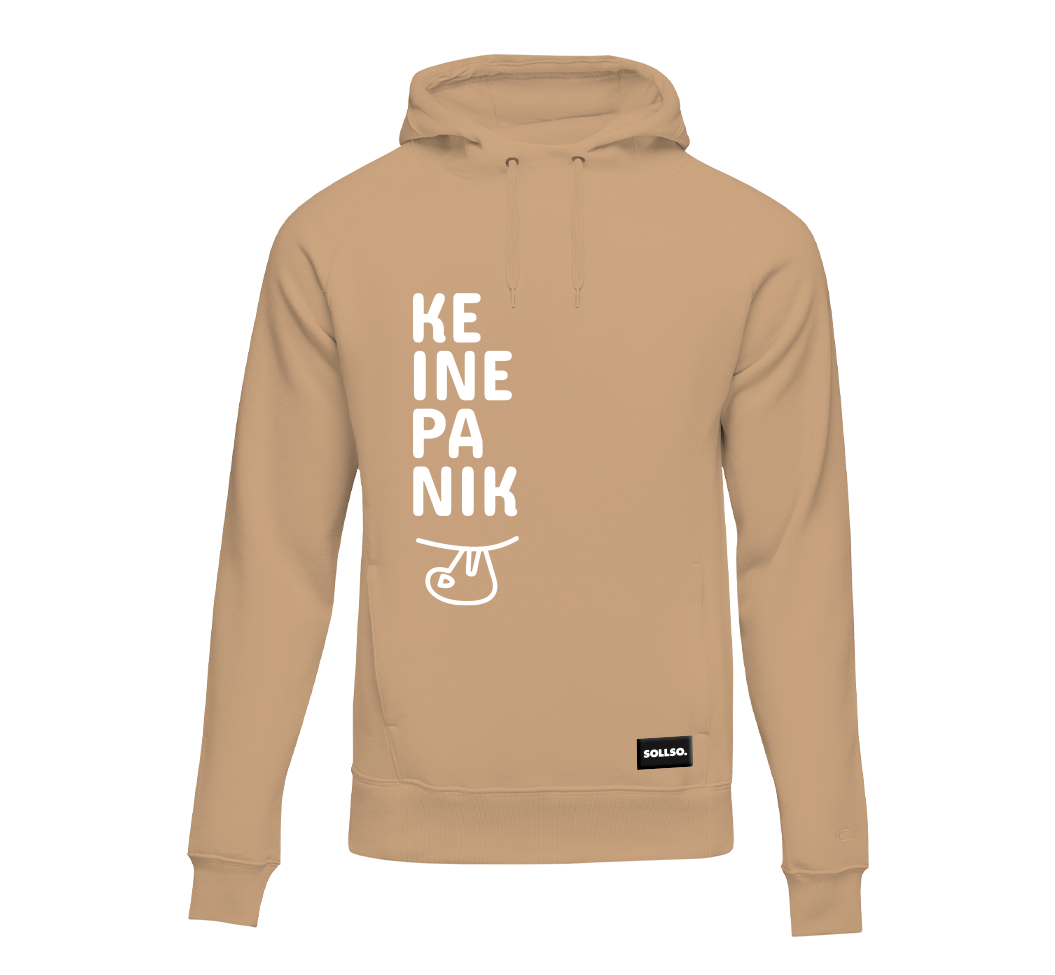 SOLLSO. Hoodie „No Panic Sloth“, Farbe Desert Beige, Größe 3XL