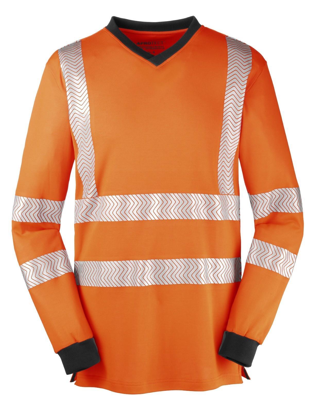 4PROTECT® Warnschutz Langarmshirt mit UV-Schutz, leuchtorange, Gr.XS