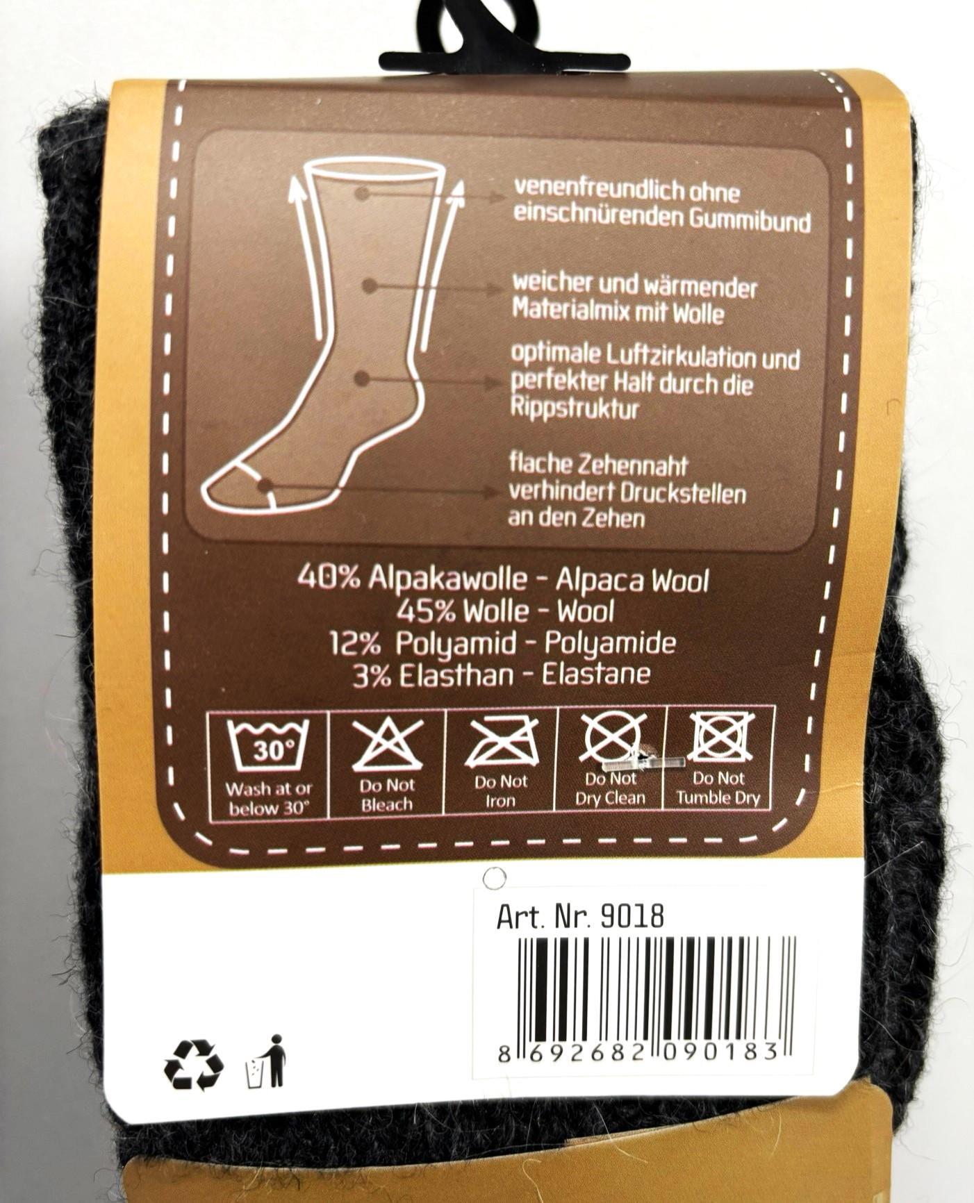 ALPAKA-Socken, Grau/Anthrazit, Art. 9018, 2er-Pack, Gr.43/46