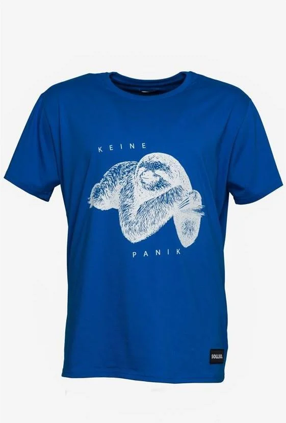 SOLLSO. T-Shirt "Keine Panik Faultier", Farbe Ocean Blue, Größe 3XL