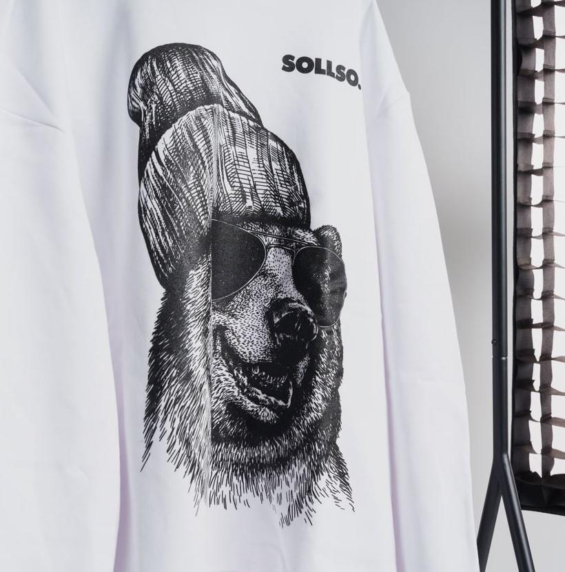 SOLLSO. Hoodie „Winterbear“, Farbe Melange White, Größe 3XL