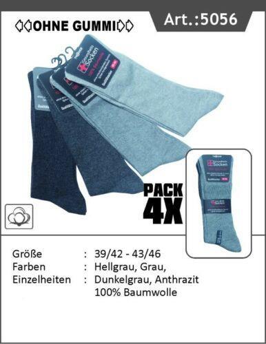 Gesundheitssocken ohne Gummizug, weiter Bund, Gr.39-42, Farbe Grau, 8 Paar