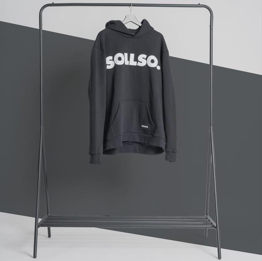 SOLLSO. Premium Hoodie "Pure Logo Big" Farbe Dark Black, Größe 3XL