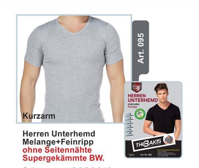 Herren Unterhemd 2er Pack Feinripp Farbe: Melange, Größe 10