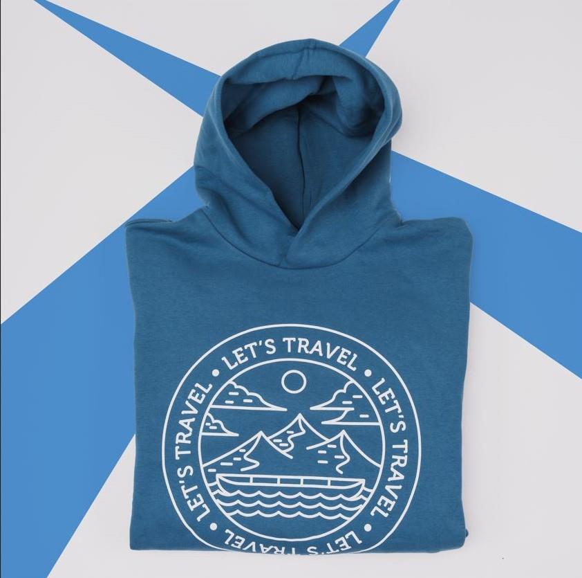 SOLLSO. Premium Hoodie "Let’s Travel" Farbe Navy Blue, Größe 3XL