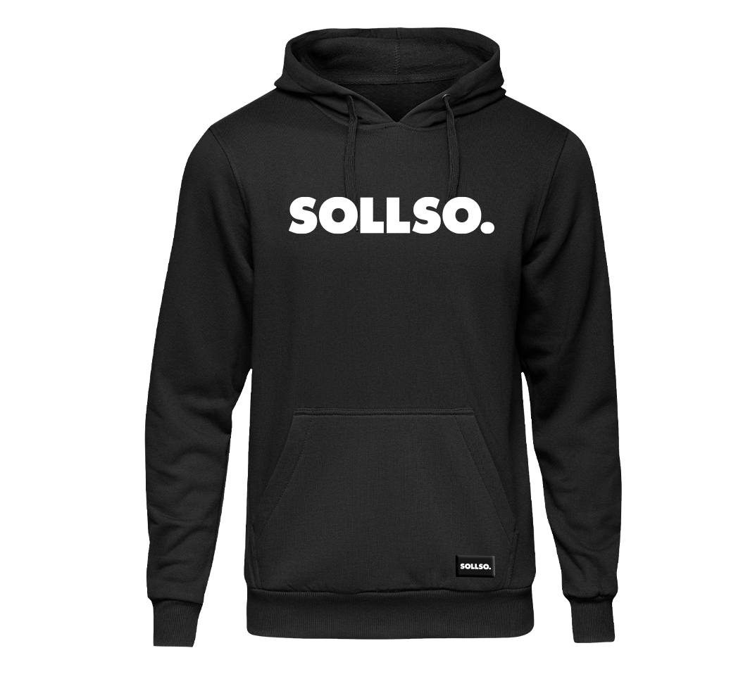 SOLLSO. Premium Hoodie "Pure Logo Big" Farbe Dark Black, Größe 3XL