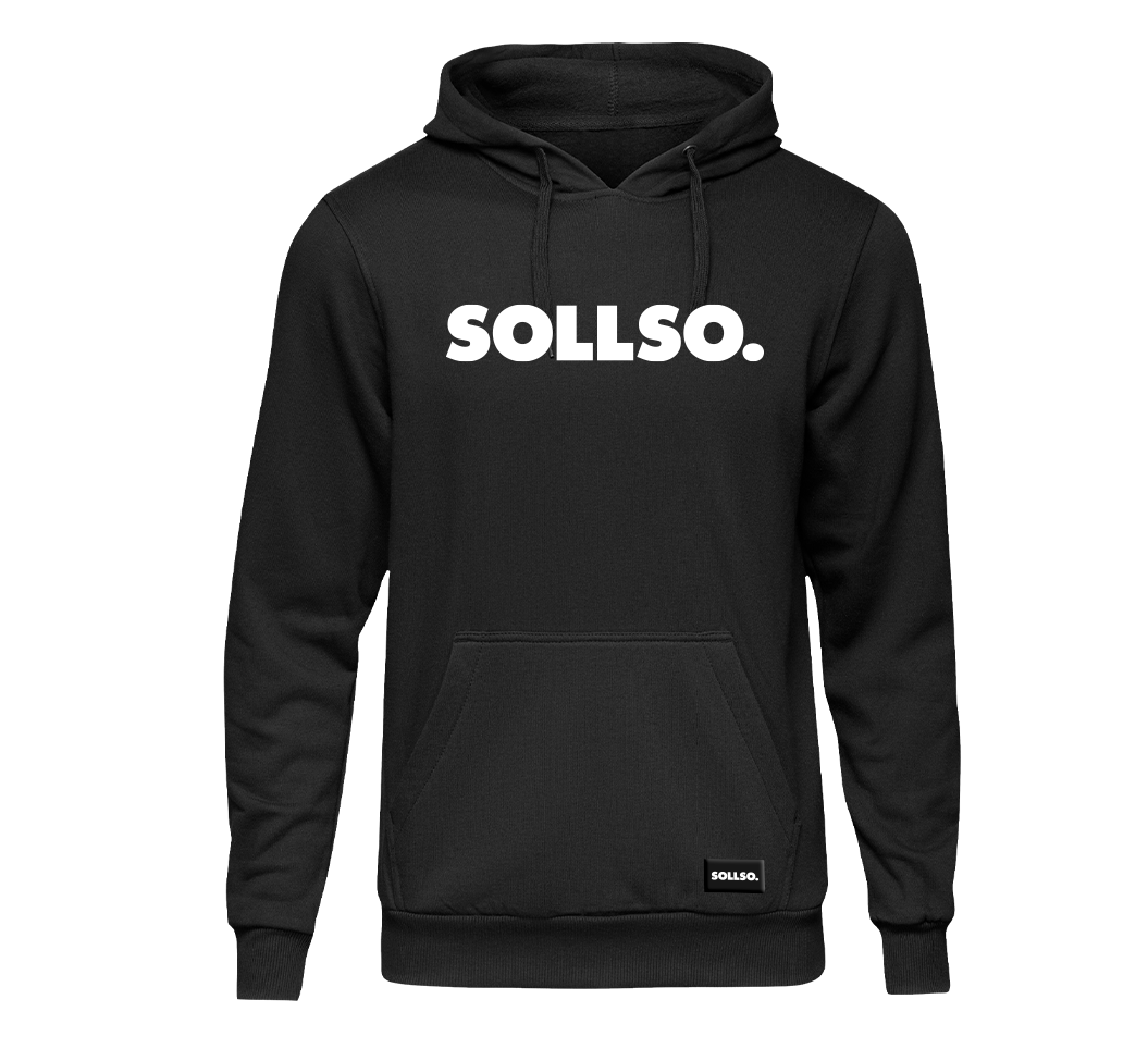 SOLLSO. Premium Hoodie "Pure Logo Big" Farbe Dark Black, Größe 3XL