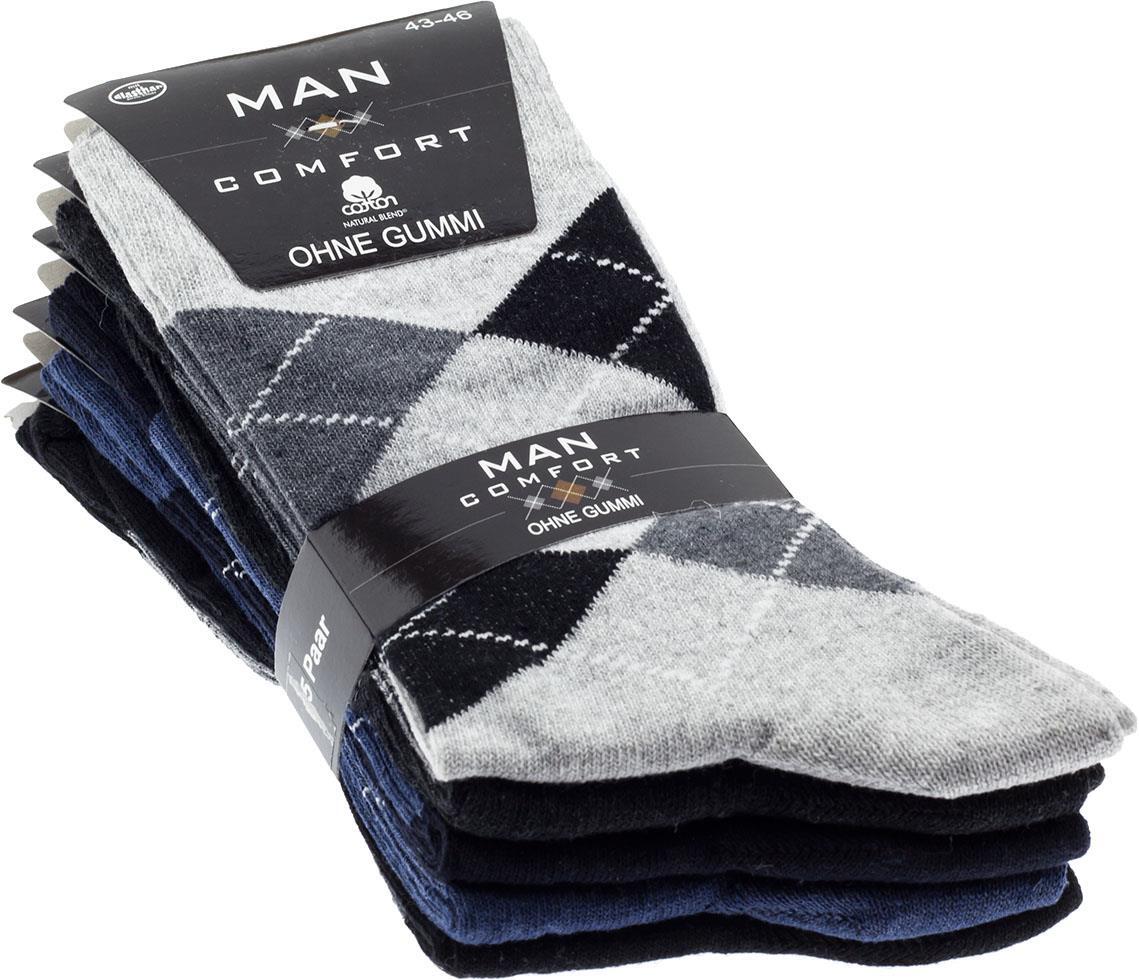 Herren Socken ohne Gummizug "Karomuster", mehrfarbig, Art. 1559, Gr.39-42, 10er-Pack