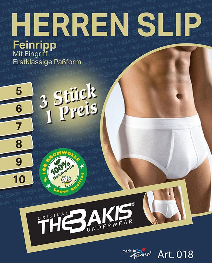 Herren Slip mit Eingriff 4 x 3er Pack Feinripp Farbe: weiß Größe 9