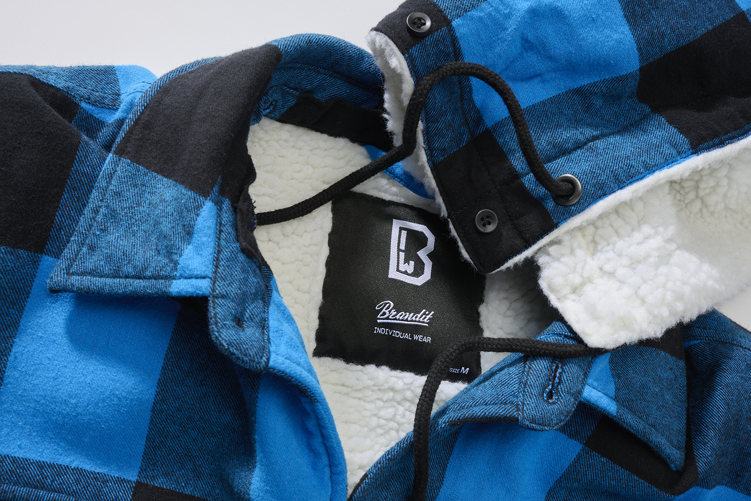 Brandit Lumberjacket hooded blau/schwarz, Größe 5XL