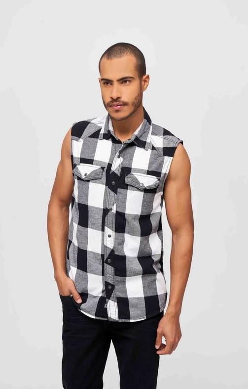 Brandit Checkshirt, Farbe weiß/schwarz, Größe XL