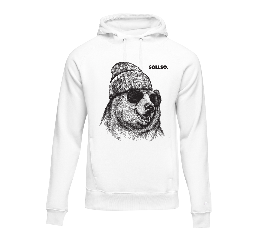 SOLLSO. Hoodie „Winterbear“, Farbe Melange White, Größe 3XL