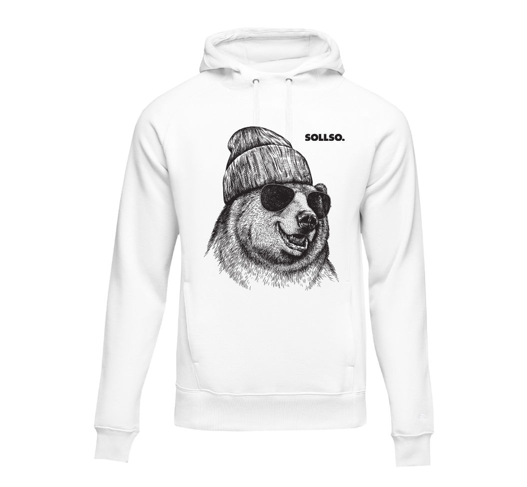 SOLLSO. Hoodie „Winterbear“, Farbe Melange White, Größe 3XL