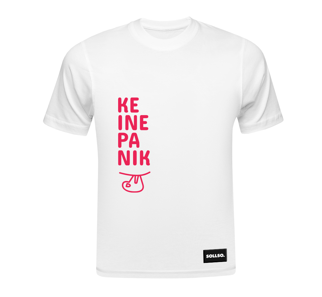 SOLLSO. T-Shirt „Keine Panik“, Melange White, 3XL