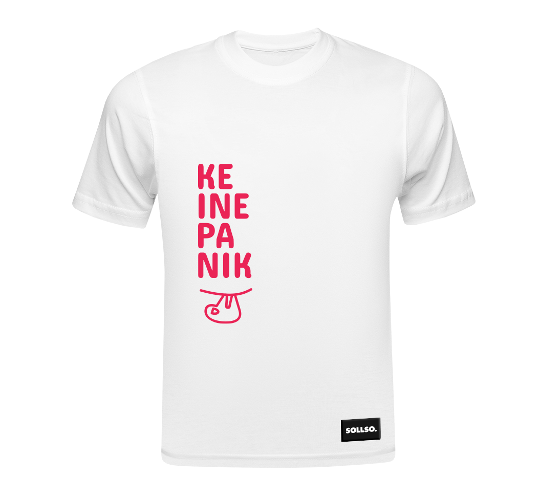 SOLLSO. T-Shirt „Keine Panik“, Melange White, 3XL