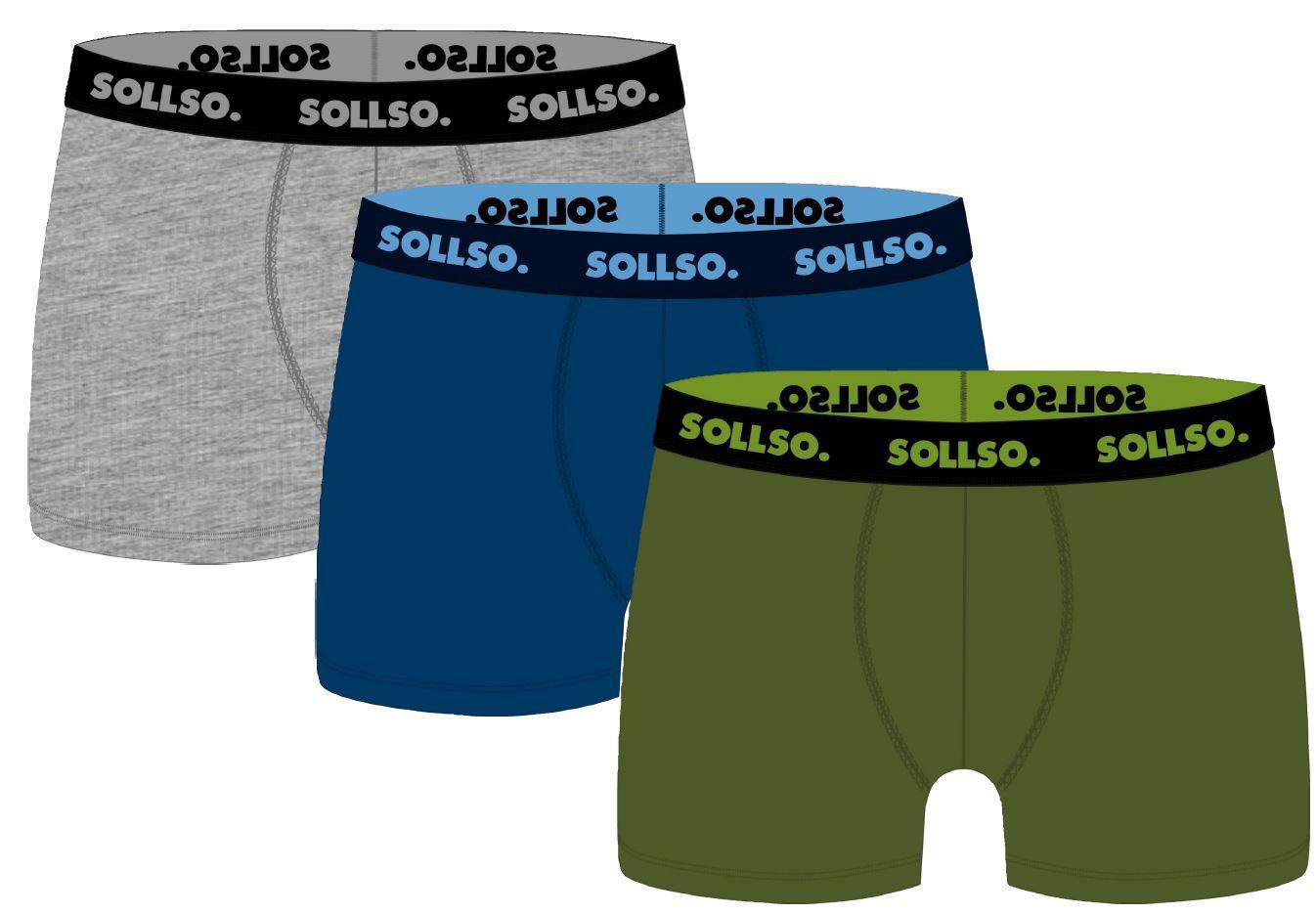 3er Pack Herren Boxershort, Bambusviskose, Blau/Grau/Olive, Gr.XL