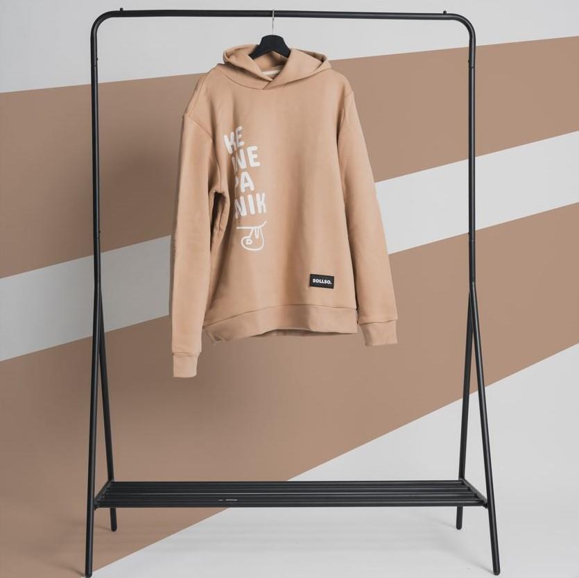 SOLLSO. Hoodie „No Panic Sloth“, Farbe Desert Beige, Größe 3XL