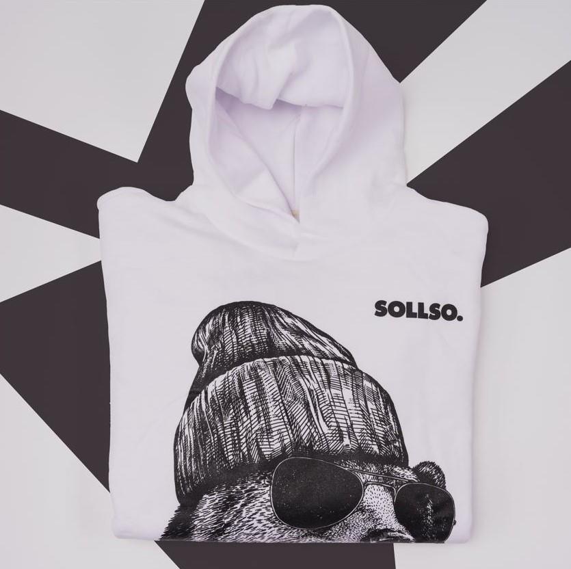 SOLLSO. Hoodie „Winterbear“, Farbe Melange White, Größe 3XL