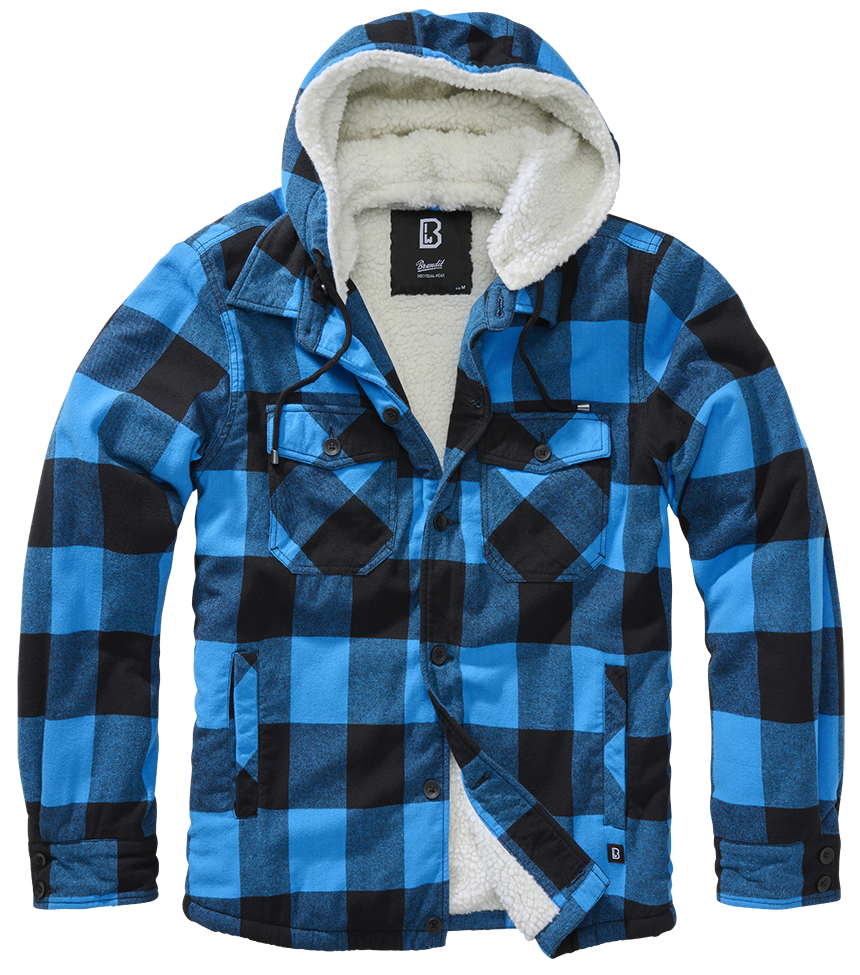 Brandit Lumberjacket hooded blau/schwarz, Größe 5XL