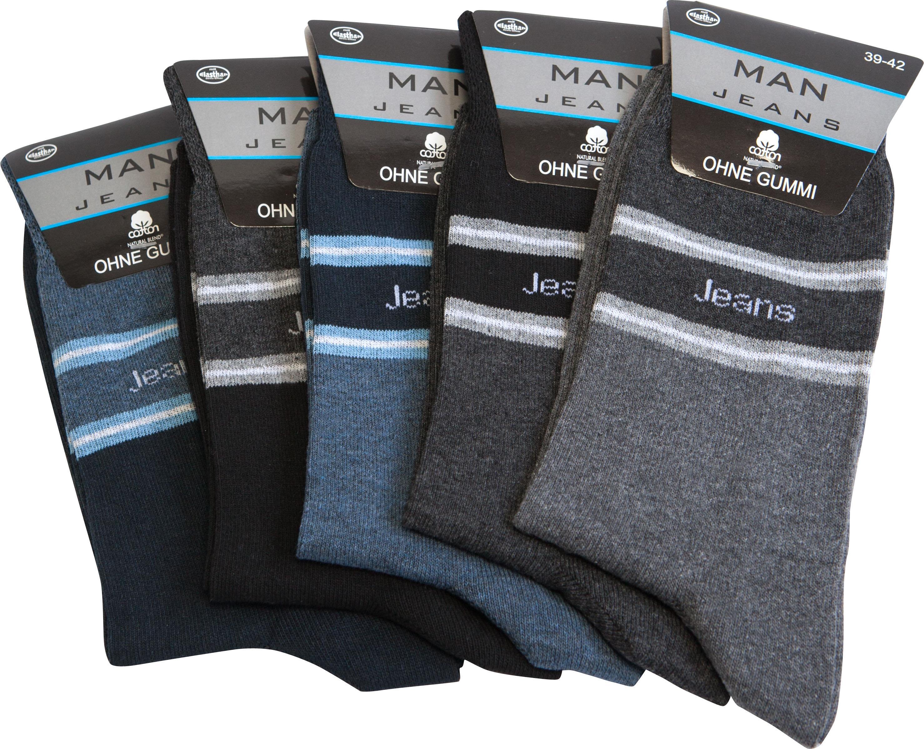 Herren Socken ohne Gummizug "Jeans", mehrfarbig, Art. 1589, Gr.39-42, 10er-Pack