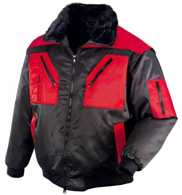 teXXor Piloten Oslo Arbeitsjacke mit abnehmbaren Ärmeln schwarz/rot, 4180, Größe 3XL